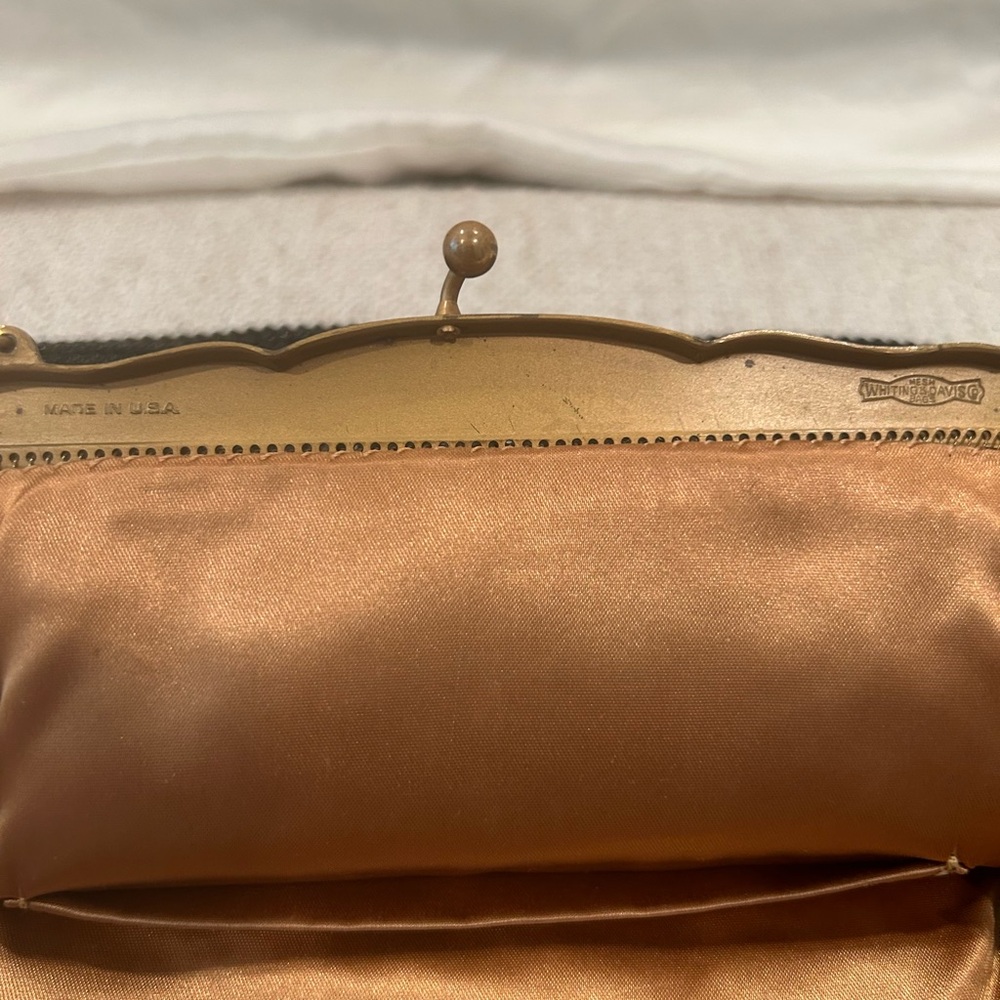 Whiting & Davis Gold Clutch with Satin Lining